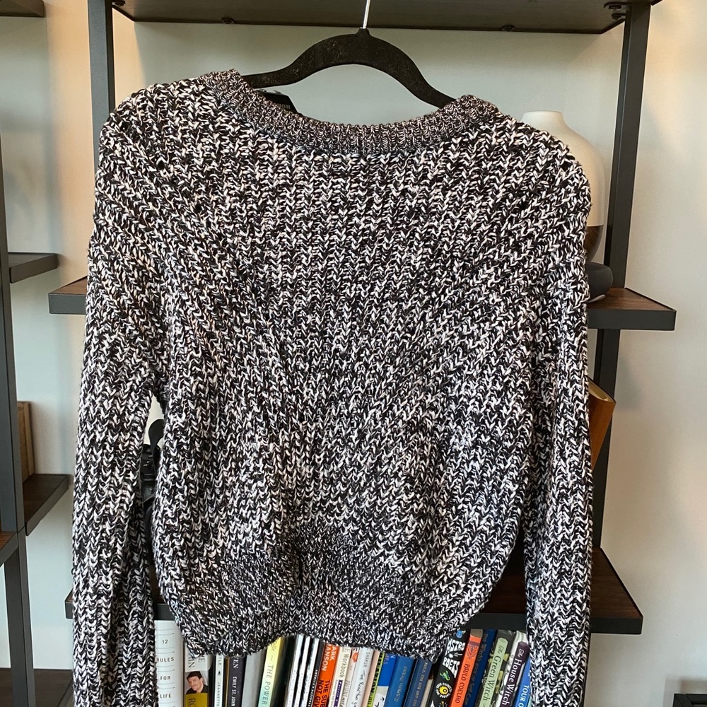 Black and white knit sweater